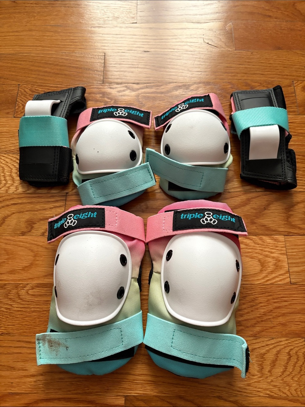 Kids 6-Piece Protective Pad Set in Pink and Teal